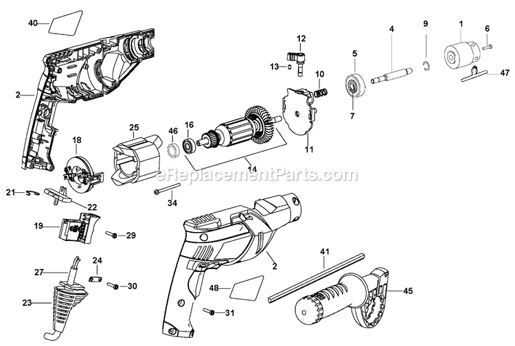 Black and Decker KR655-B2C (Type 2) 1/2 Hammer Drill Power Tool Page A Diagram